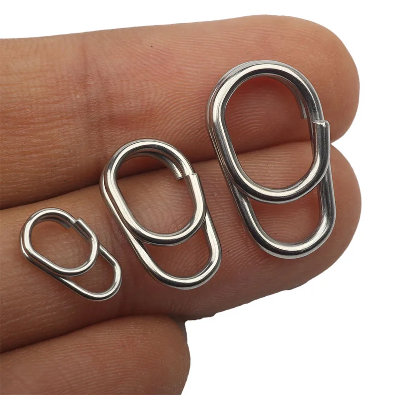 50pcs Ocean Snap Fishing Rings Stainless Steel Split Rings High Quality Strengthen Lure Connecting Ring Fishing Accessories fishing accessories fishing tackle fishing tool