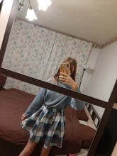 Sweater Skirt-Set Matching-Set Merry-Pretty Plaid 2pieces-Outfits Blue Spring Pleasted