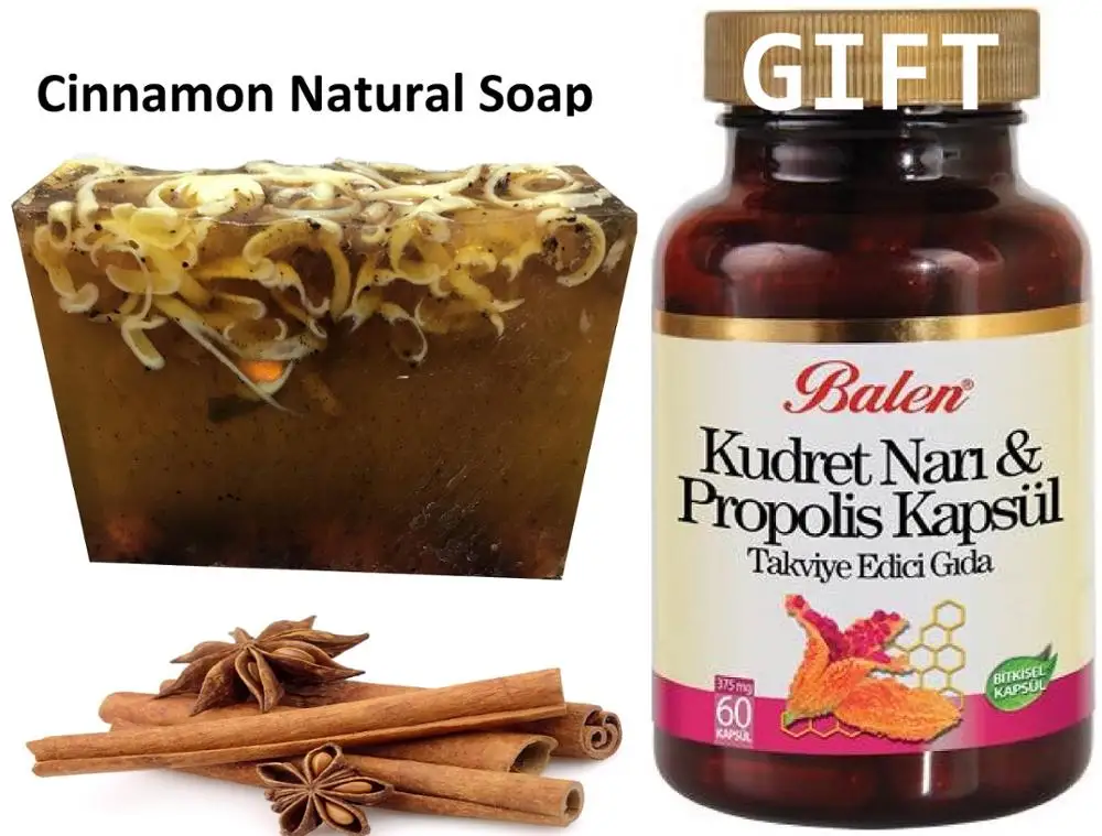 

Anti Acne Cinnamon Natural Handmade Soaps 100 gr+Gift Food SUPLEMENT Pomegranate Fruit Extract 60 Capsules