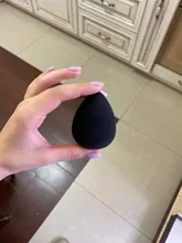 Aplicador de maquillaje negro, esponja supersuave, licuadora de polvo, base suave, contorno, difuminado