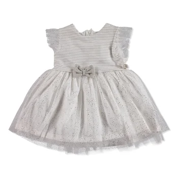 

ebebek Mymio Summer Baby Girl Striped Inlerlock Short Sleeve Crew-Neck Dress