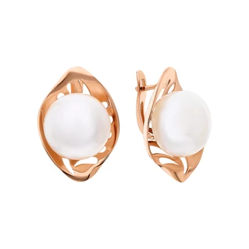 

Gold earrings with pearls cultured sunlight sample 585