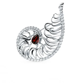 

Silver brooch with cubic zirconia and Garnet sunlight sample 925