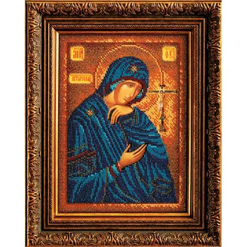

B195 set for embroidery with beads crochet 'богородица akhtyrskaya '19*26 cm