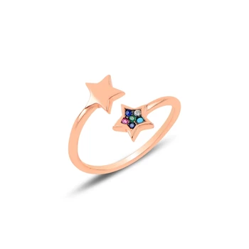 

Silver 925 Sterling Mixed Zircon Cubic Zirconia Adjustable Tall Star Ring