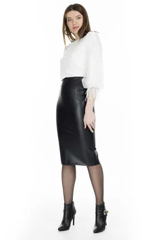 

Via Dante Faux Leather Midi Skirt WOMEN SKIRT 04681310VD