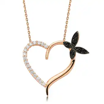 

925 sterling Silver Heart Butterfly Lady Necklace
