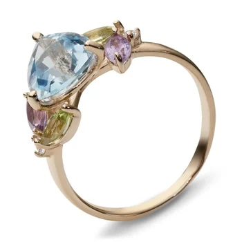 

Esthete ring with amethyst, Topaz, cubic zirconia, red gold citrine