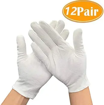 

12 pairs gloves fabric gloves Whites Algodon, Size Middle