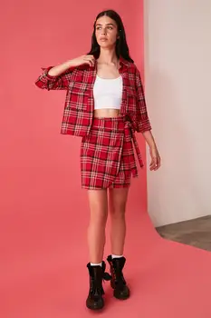 

Trendyol Lacing Detailed Plaid Skirt TWOAW21ET0380