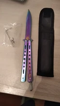Cuchillo plegable de entrenamiento de acero 440C, herramienta de práctica de titanio, cuchillo de entrenamiento sin filo, accesorios