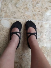 USHINE-Zapatillas de Yoga para niños y niñas, EU22-45 de tela/cabeza de cuero, para gimnasio, interior, ejercicio, zapatillas de Ballet de lona