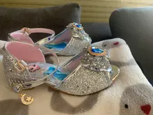 Disney-sandalias de princesa Frozen 2 para niñas, zapatos de cristal, tacón alto, pasarela, espectáculo