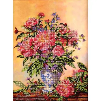 

В203 set for embroidery with beads 'Tiny ''peonies. Bouquet ', 23x32 cm