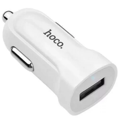 Автомобильный адаптер питания Hoco Z2 White зарядка 1.5А USB-порт плюс кабель Lightning для Apple, белый