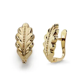 

Earrings 9k gold stoned 14mm. Form leaf clasp Catalan girl