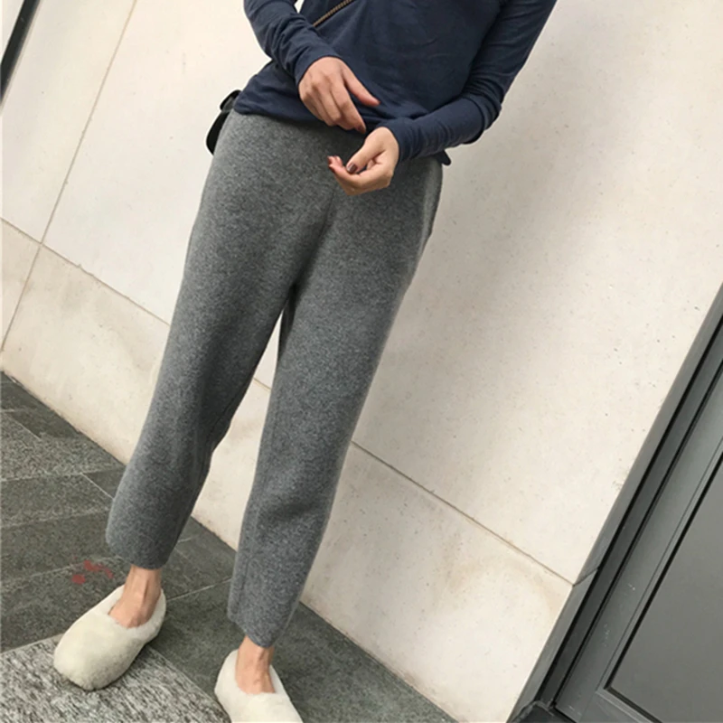 Colorfaith New 2021 Winter Spring Women Pants Knitting Woolen High