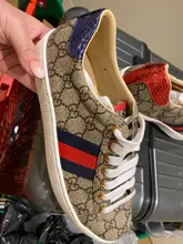 Zapatillas clásicas de piel para hombre y mujer, zapatos de skateboard de alta calidad con bordado de ACE, serpiente Tigre, rayas, color blanco