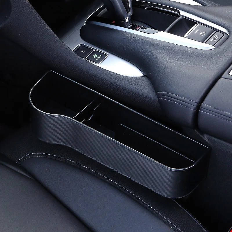 1Pcs Interior Carbon Fiber Look Universal Auto Car Storage Organizer Box  Front Seat Gap Filler Cup Holder Supplies Accessories