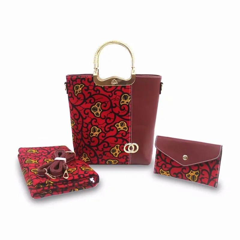 Высокое качество Африканский восковой мешок комплект 6 ярдов настоящая восковая ткань, красивый дизайн женские восковые сумки 92410