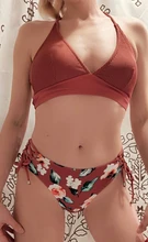 Swimsuits Swimwear Bikini-Sets Bathing-Suit CUPSHE V-Neck Boho Two-Pieces Sexy Girl Yellow