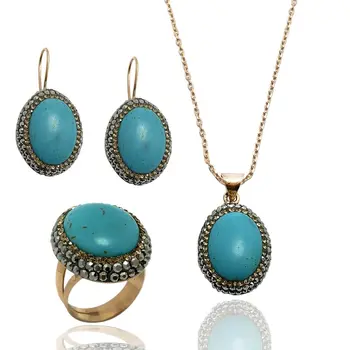 

Turquoise and Swaroski Stone Lady Silver Jewelry Set