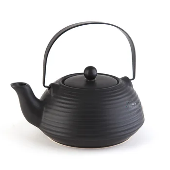 

Black Teapot Herbal Tea Infuser Single Teapot Ceramic With Filter