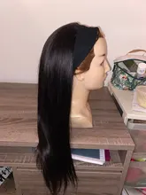 Peluca con diadema recta para mujer Peluca de cabello humano, 180% de densidad, cabello liso malasio, peluca completa hecha a máquina para mujeres negras