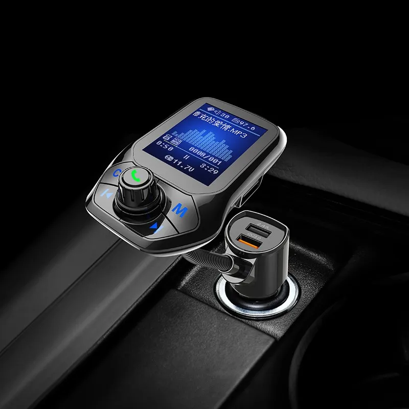 

1.8 Inch Large Screen Car FM Transmitter Bluetooth FM Modulator QC 3.0 Car Charger AUX Music Player With Four Playing Modes 2019