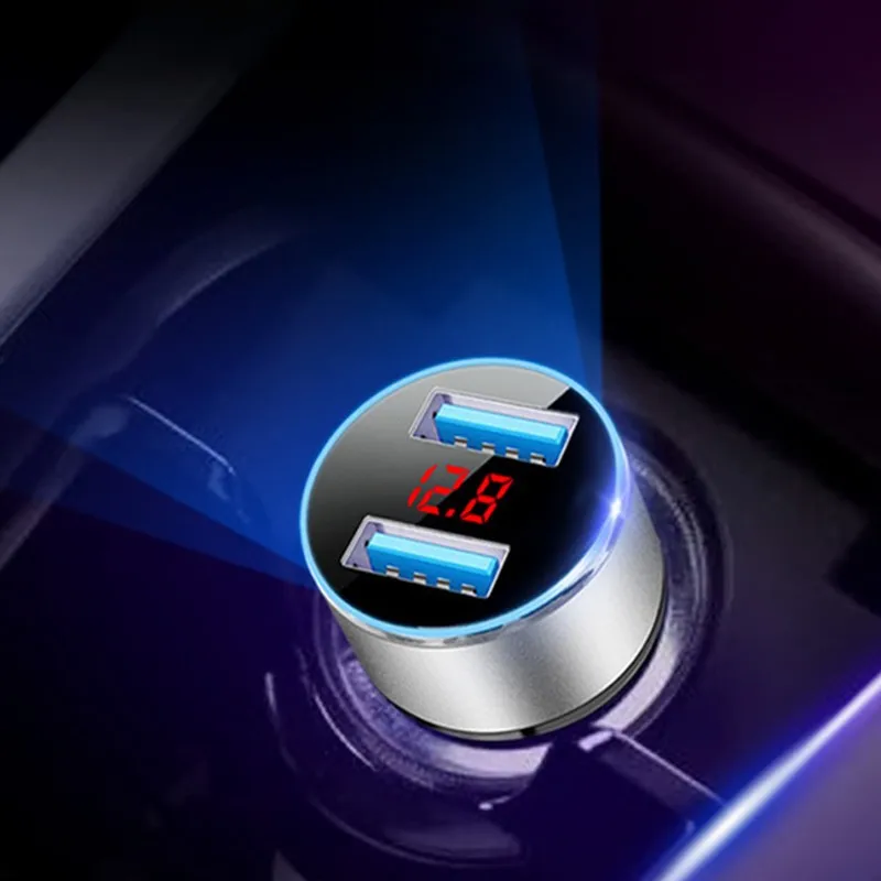 Автомобильное зарядное устройство адаптер питания светодиодный светильник двойной USB зарядное устройство 5 В 3.1A АБС, алюминий для iPhone samsung huawei iPad Tablet MP3 Camer