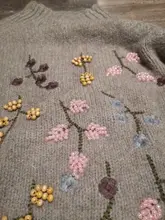 KPYTOMOA-suéter de punto con bordado de cuentas para mujer, Jersey de manga acampanada Vintage, Tops elegantes 2021