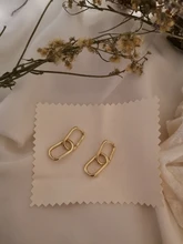 ANENJERY de Plata de Ley 925 Plata geométrica Oval aro pendientes para las mujeres Simple de Metal de estilo desmontable pendientes para las mujeres S-E1412