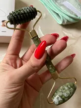 Gua Sha-Rodillo de piedra de jade para masaje facial, rodillo estiramiento piel cuello, doble cabezal, relajación de la piel, piedra de jade natural