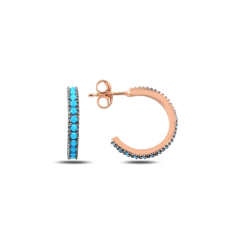 KUTAYDAN 11,5mm Single Row Turquoise Zircon Cubic Zirconia Tamtur Earrings 925 Sterling Silver