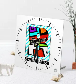 

Personalized Dear Dad Desktop Square Glass Saat-3