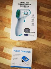 Oxímetro de pulso Digital para dedo, medidor de saturación de oxígeno en sangre, Monitor de ritmo cardíaco SPO2 PR + termómetro infrarrojo