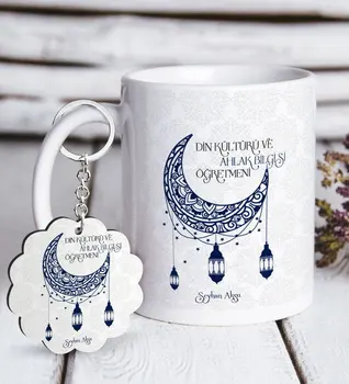 

Personalized Religious Culture And Ethics Teacher White Mug and Keychain Gift Seti-6