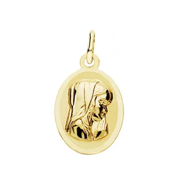 

Medal 18k gold Virgin Girl Oval 19mm. [AB3771GR] -Customizable-RECORDING INCLUDED IN THE PRICE