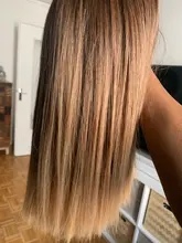 ALAN EATON-Peluca de cabello sintético liso para mujer, cabellera artificial corto y rubio con flequillo, color marrón degradado, estilo Cosplay, resistente al calor