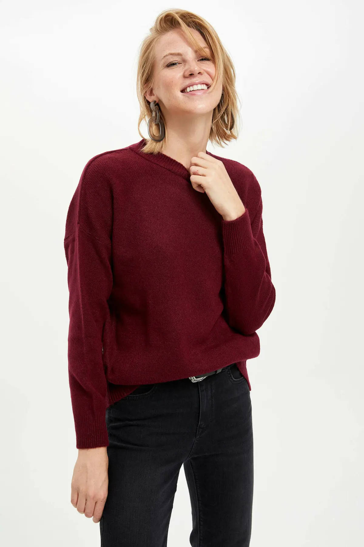 Cena DeFacto kobieta zima jesień ciepły sweter z dzianiny O neck podstawowa kolorowa bluza kobiety luźny pulower dopasowane koszulki Cloth L0651AZ19WN