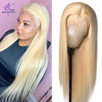

Modern Show Brazilian 613 Blonde HD Transparent Lace Part Human Hair Wigs Straight 13x1 T Part Lace Wigs Perruque 613 Remy 150%