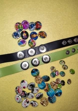 10 unids/lote Nuevo vidrio Snap mezclados, hermosa flor de algodón patrón exótico de cristal de 18mm botones para DIY, brazalete pulsera