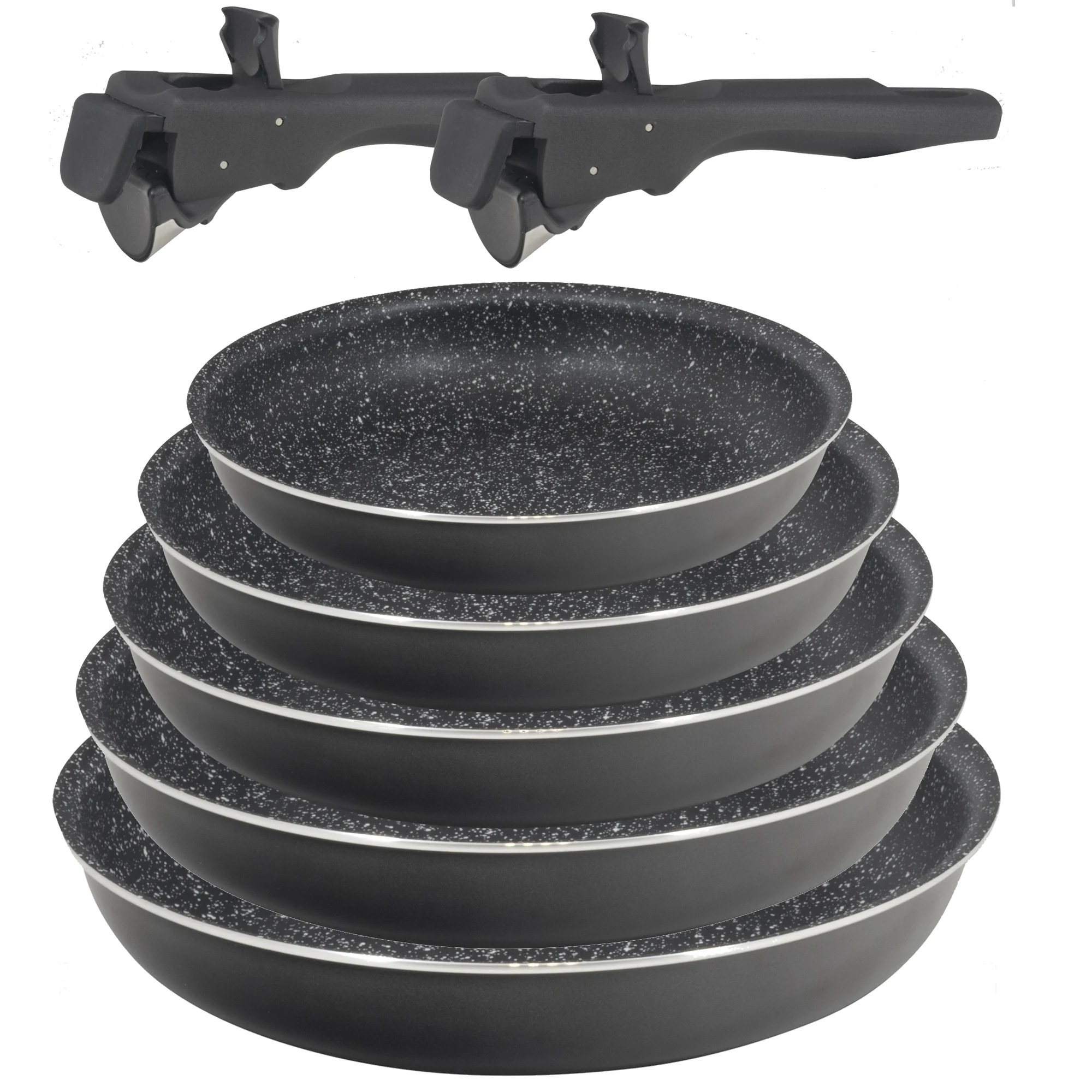 BERGNER Juego de 5 sartenes (20,22,24,26,28 cm) con 2 mangos Click & Cook en aluminio prensado aptas para todas las cocinas|Ollas| - AliExpress - Super Ofertas