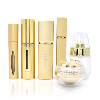 

Dolovemk Luxury Metallic Travel Refillable Makeup Empty Bottles Set, Perfume Atomizer Spray ,Cosmetic Jar Container9(6Pcs)