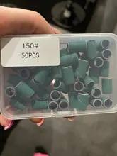 HYTOOS-Bandas de lijado verde sin mandril, accesorios de brocas para uñas, herramienta de pulido para el cuidado de las uñas, 50 Uds.