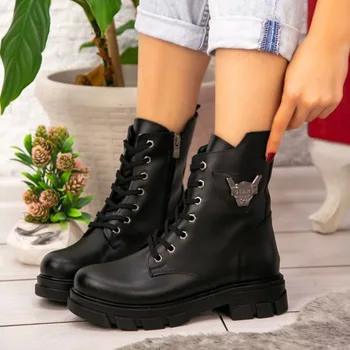 

Liza Black Skin Women 'S Boots 2021 Winter Fashion, Casual Comfortable Clothing, Orthopedic Thermo Soles, Zipper and Laced Postal