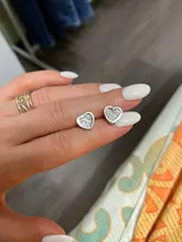 JoiasHome corazón aretes en forma para las mujeres joyería de plata 925 de moda mujer Color oro rosa pendientes de boda regalo