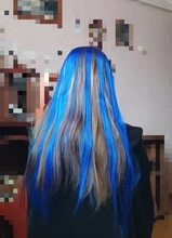 Lupu-extensiones de cabello sintético para niña, horquilla larga y lisa con un Chip en color arcoíris resaltado, para cabello falso