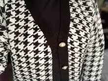 FSDA-suéter de manga larga con cuello de pico para mujer, cárdigan negro con botones y pata de gallo, de punto, holgado, de gran tamaño, informal, otoño e invierno, 2020