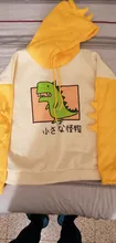 Sudadera con capucha de dinosaurios para mujer, ropa estilo coreano con estampado de dibujos animados, informal